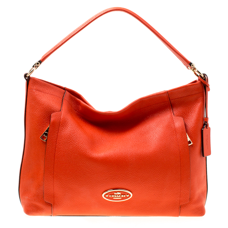 Coach Orange Leather Scout Hobo