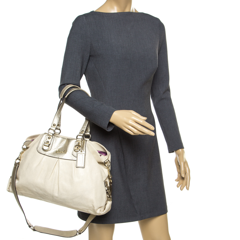 

Coach Beige Leather Ashley Top Handle Bag