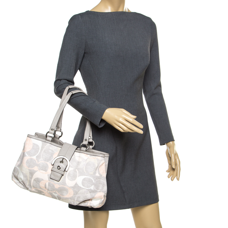 

Coach Grey/Multicolor Signature Canvas and Leather Tote
