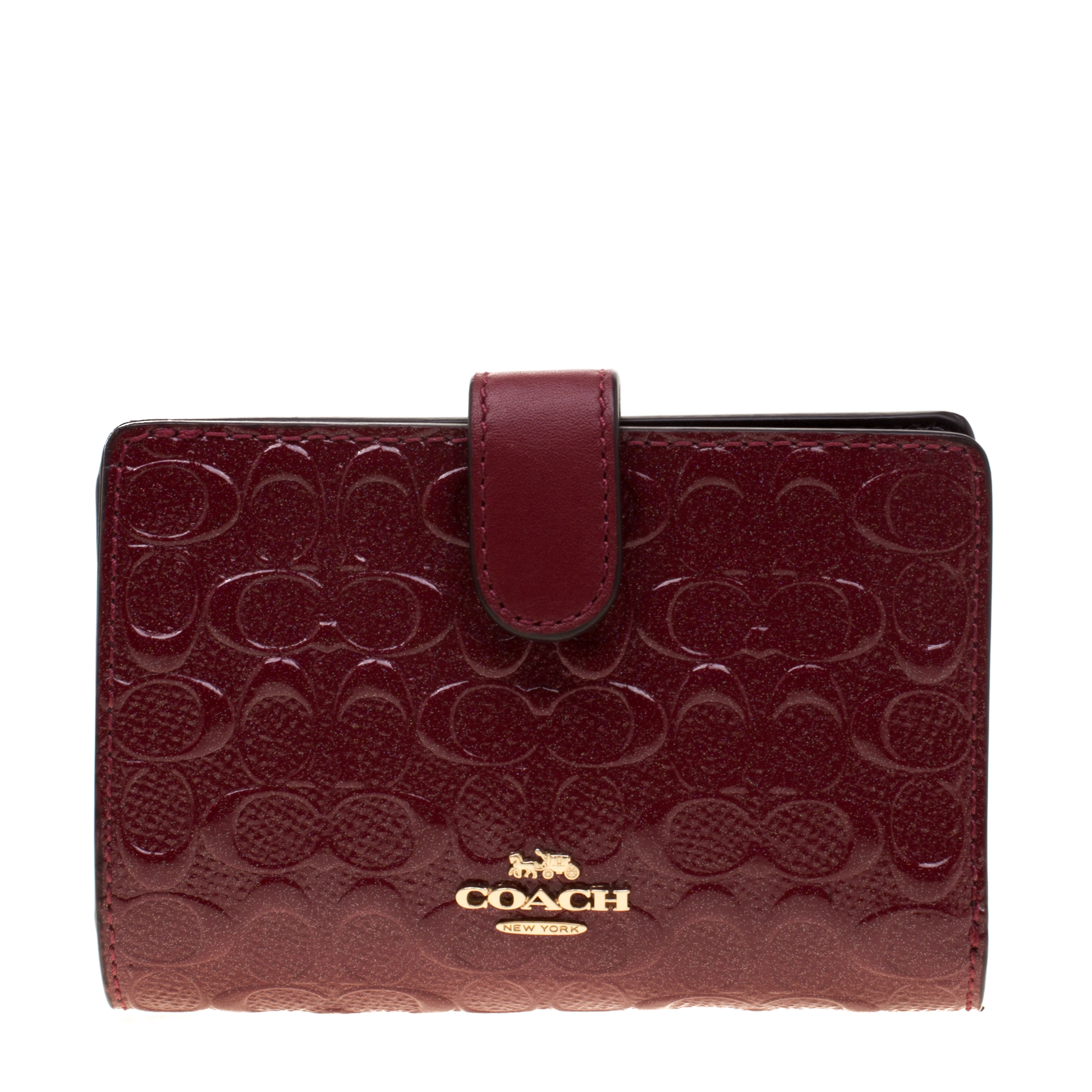 Coach Burgundy Signature Debossed Patent Leather Wallet Coach | The ...