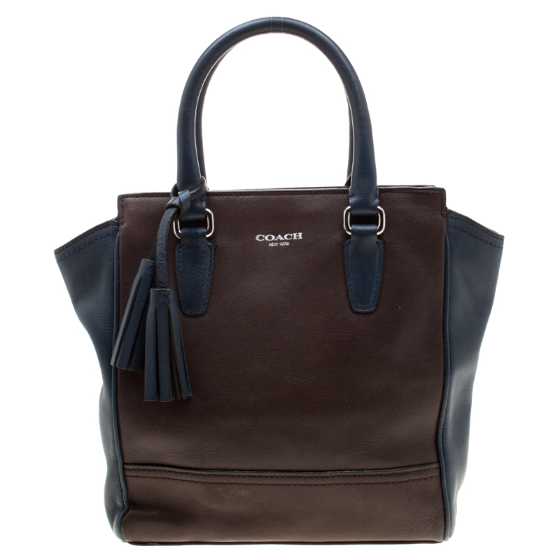 coach blue leather tote