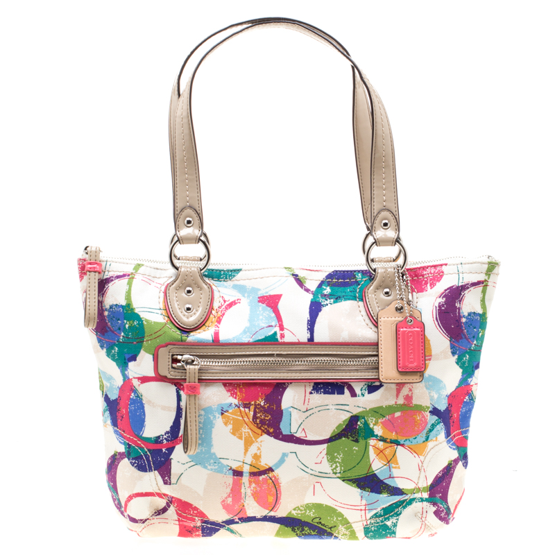 coach multi color tote