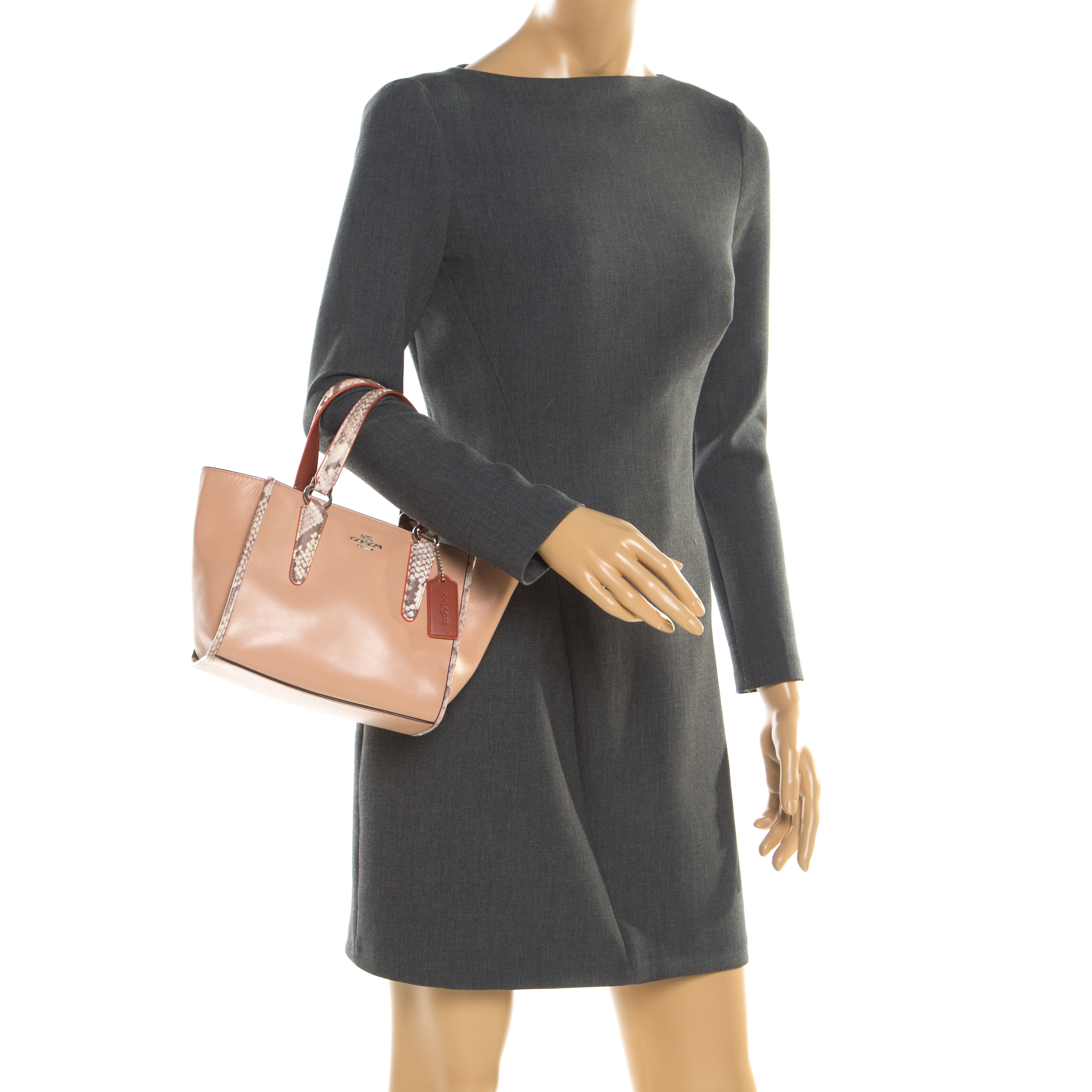 

Coach Light Peach/Beige Leather Crosby 21 Tote, Orange
