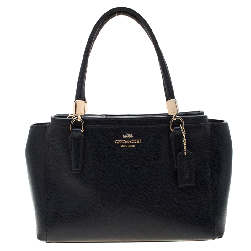 Coach Navy Blue Leather Double Zip Tote Coach | The Luxury Closet