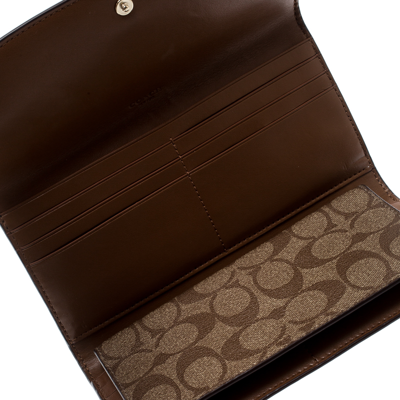 

Coach Brown Signature PVC and Leather Checkbook Wallet