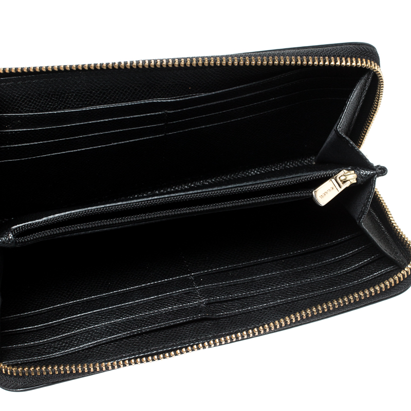 

Coach Black Leather Accordion Zip Around Wallet