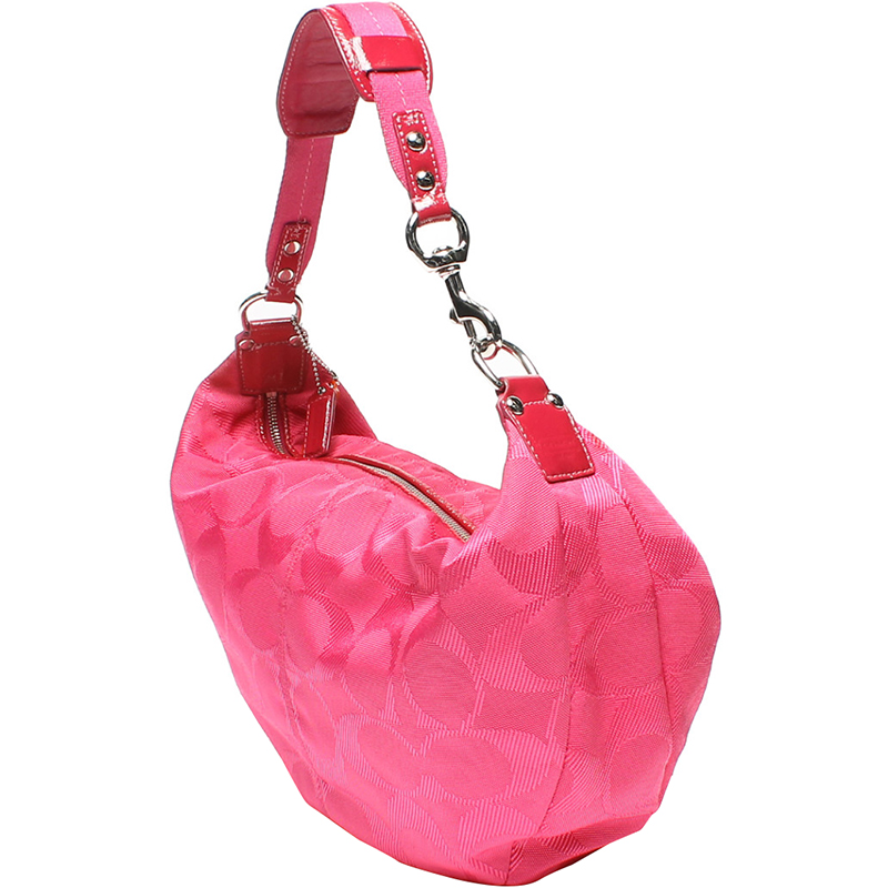 

Coach Pink Signature Canvas Hobo Bag