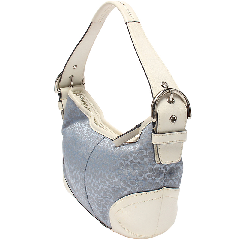 

Coach Blue/White Signature Canvas and Leather Shoulder Bag