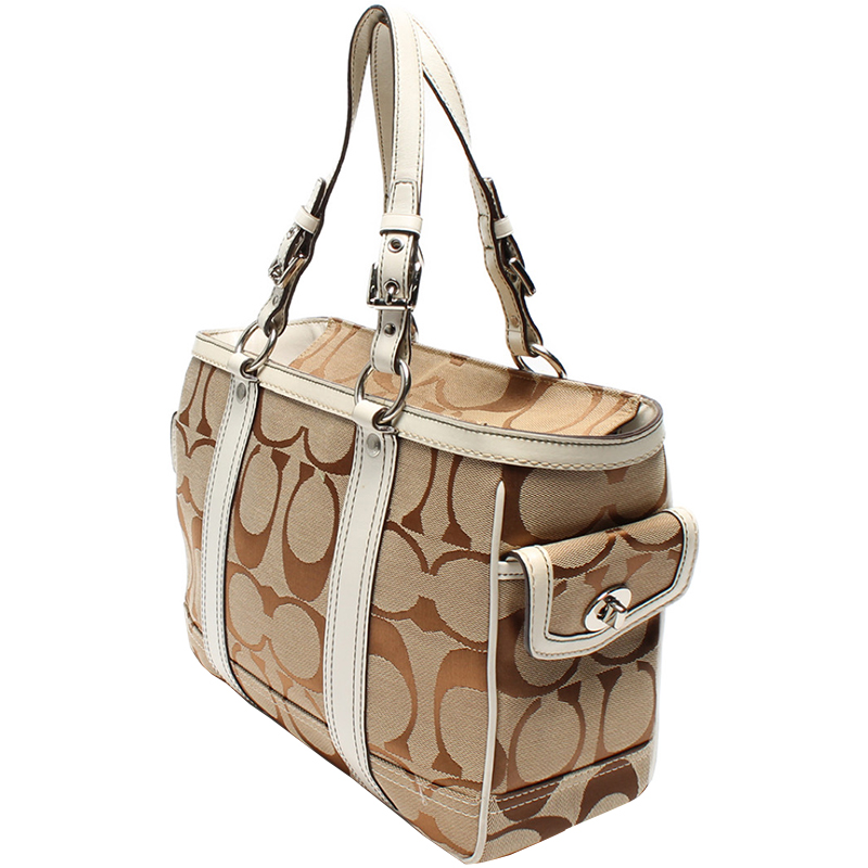 

Coach Beige Signature Canvas Tote Bag