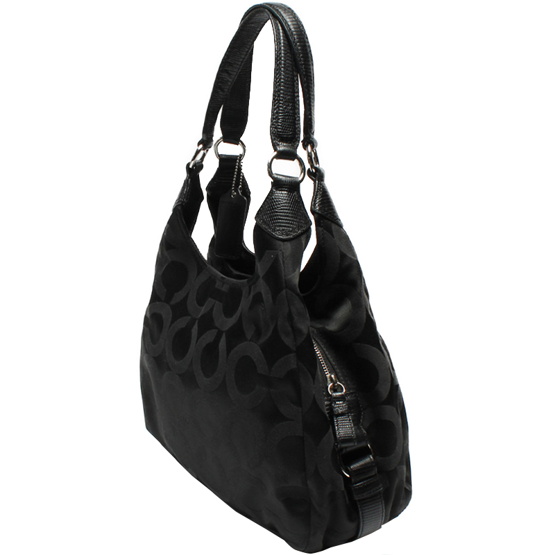 

Coach Black Signature Canvas Hobo Bag