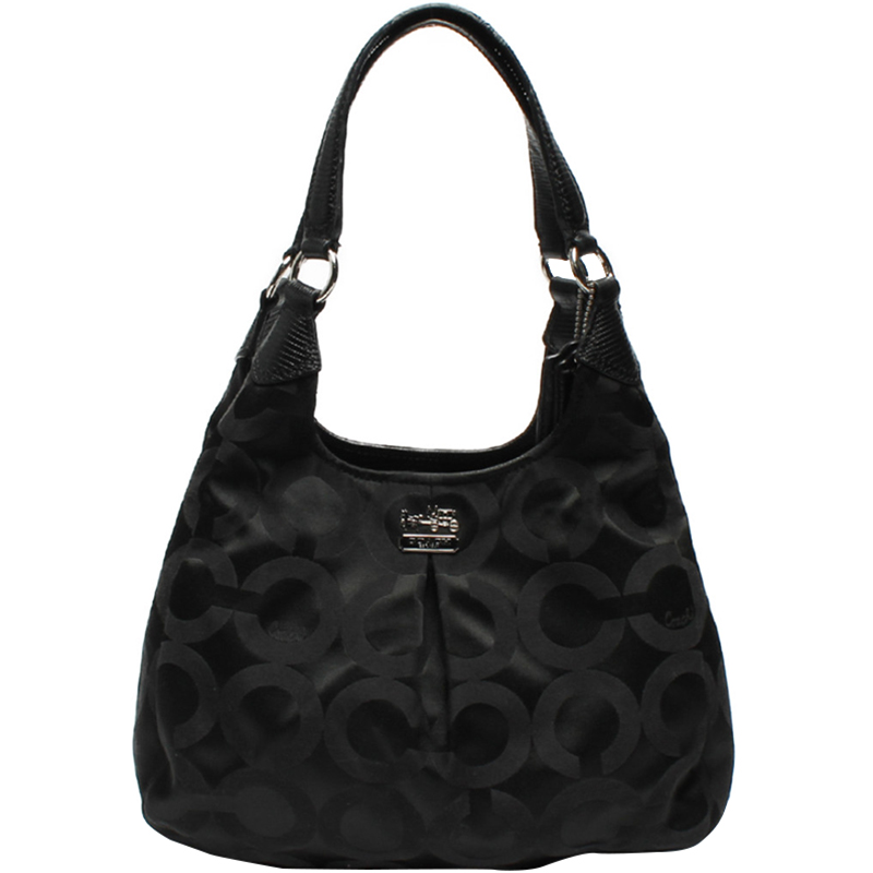 Coach Black Signature Canvas Hobo Bag