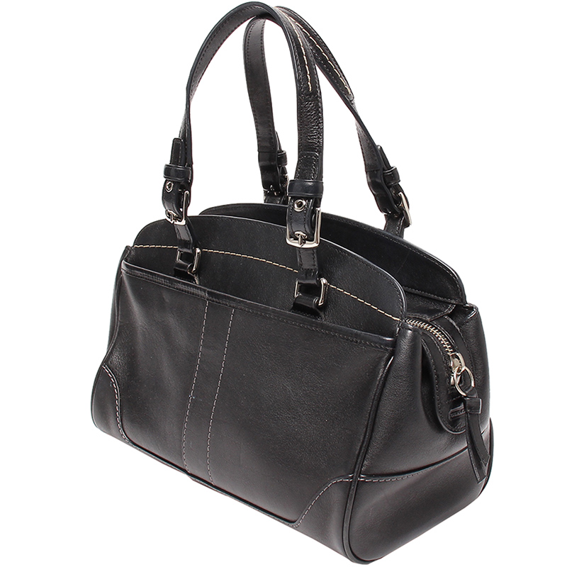 

Coach Black Leather Mini Boston Bag