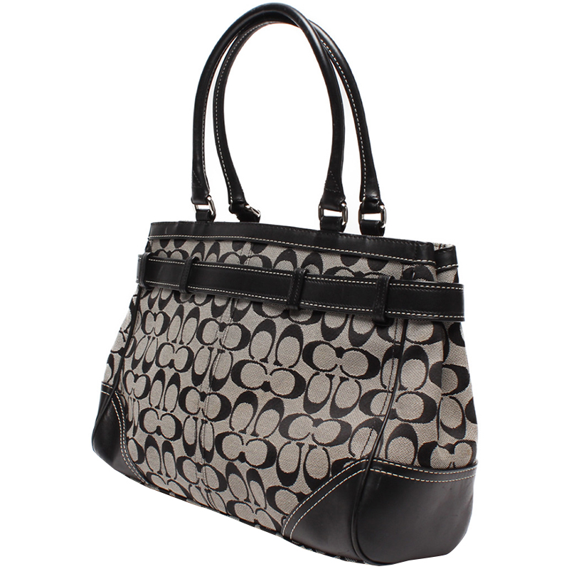 

Coach Gray Signature Canvas HandBag, Black