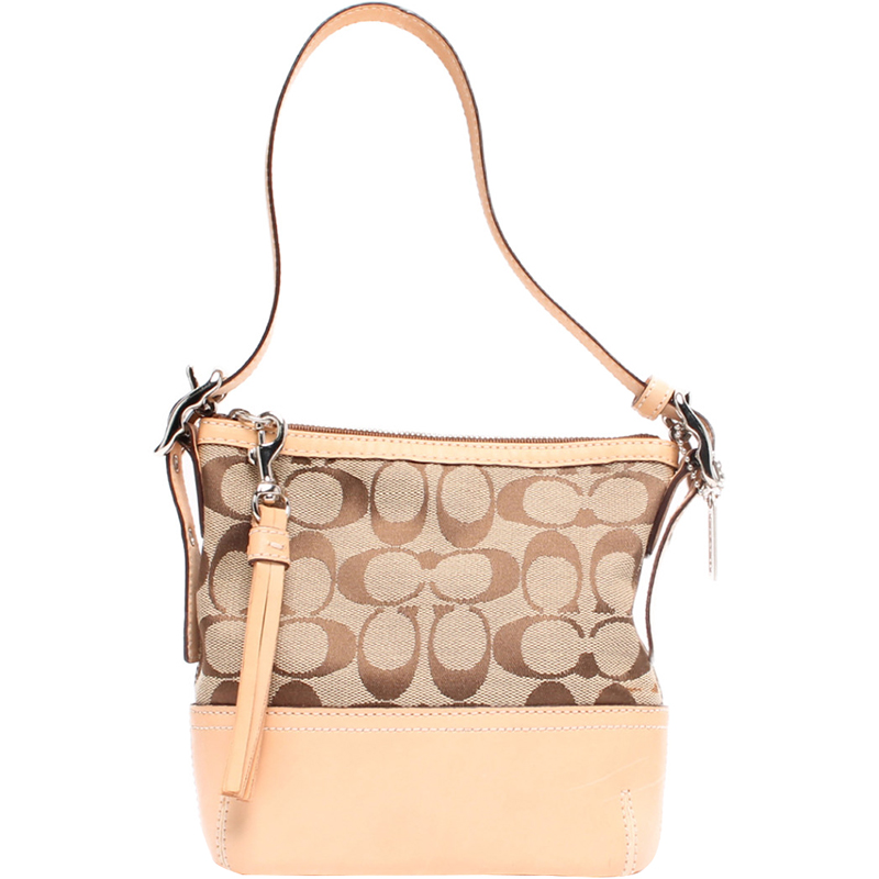 Coach Beige Signature Canvas Shoulder Bag 
