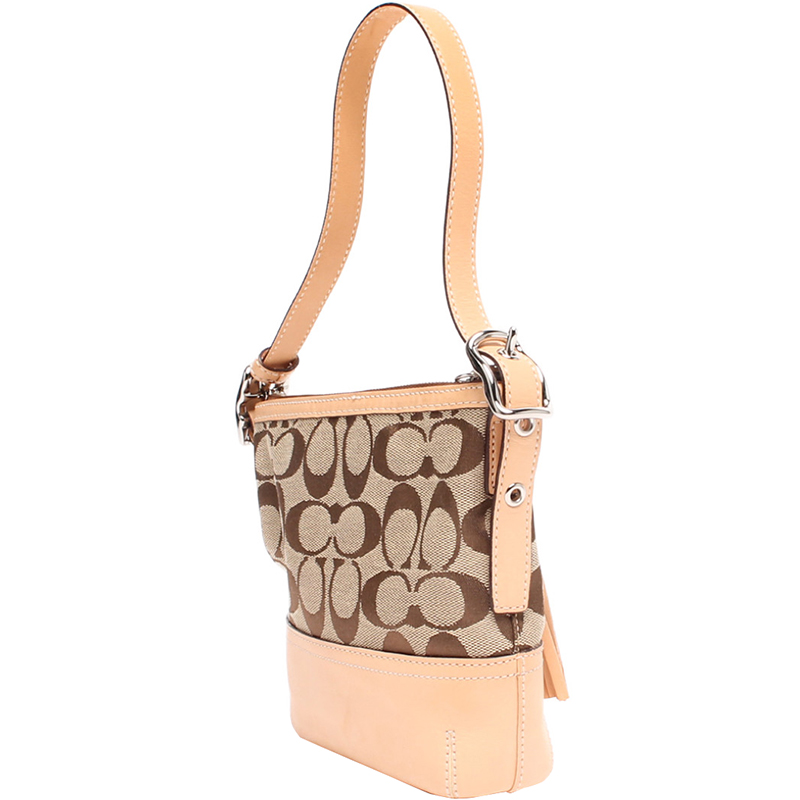 

Coach Beige Signature Canvas Shoulder Bag