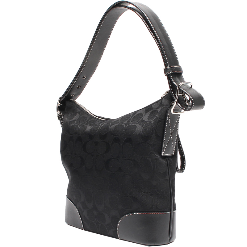 

Coach Black Signature Canvas Hobo Bag