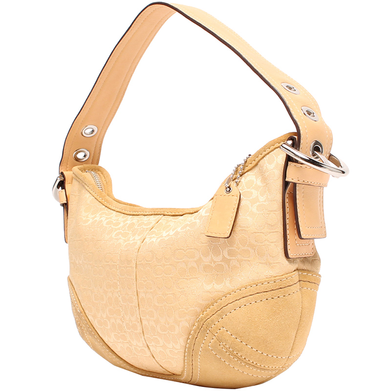 

Coach Beige Signature Canvas and Suede Shoulder Bag