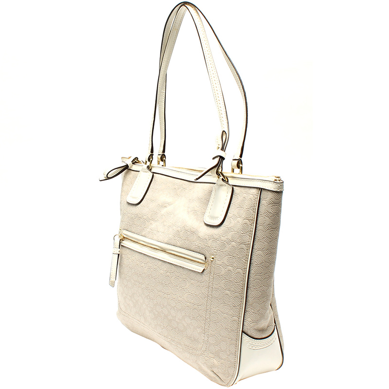 

Coach White Singature Canvas Tote