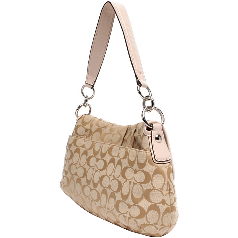 

Coach Beige Signature Canvas And Leather Shoulder Bag