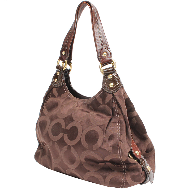 

Coach Brown Signature Canvas Maggie Shoulder Bag