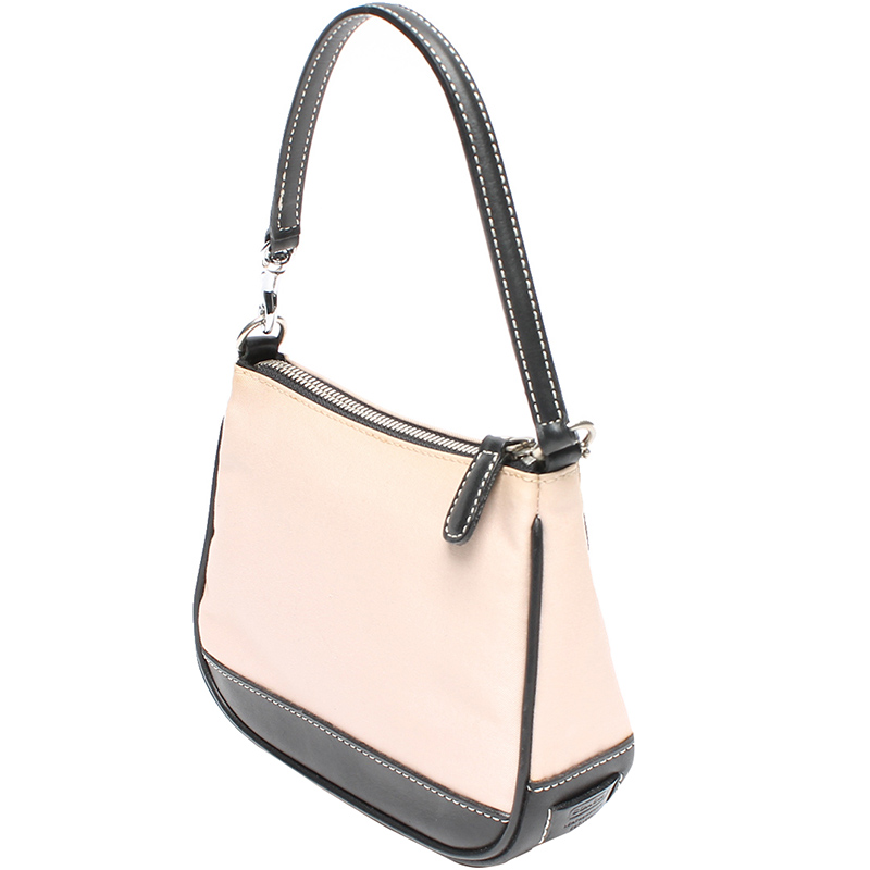 

Coach Pink/Black Canvas And Leather Shoulder Bag