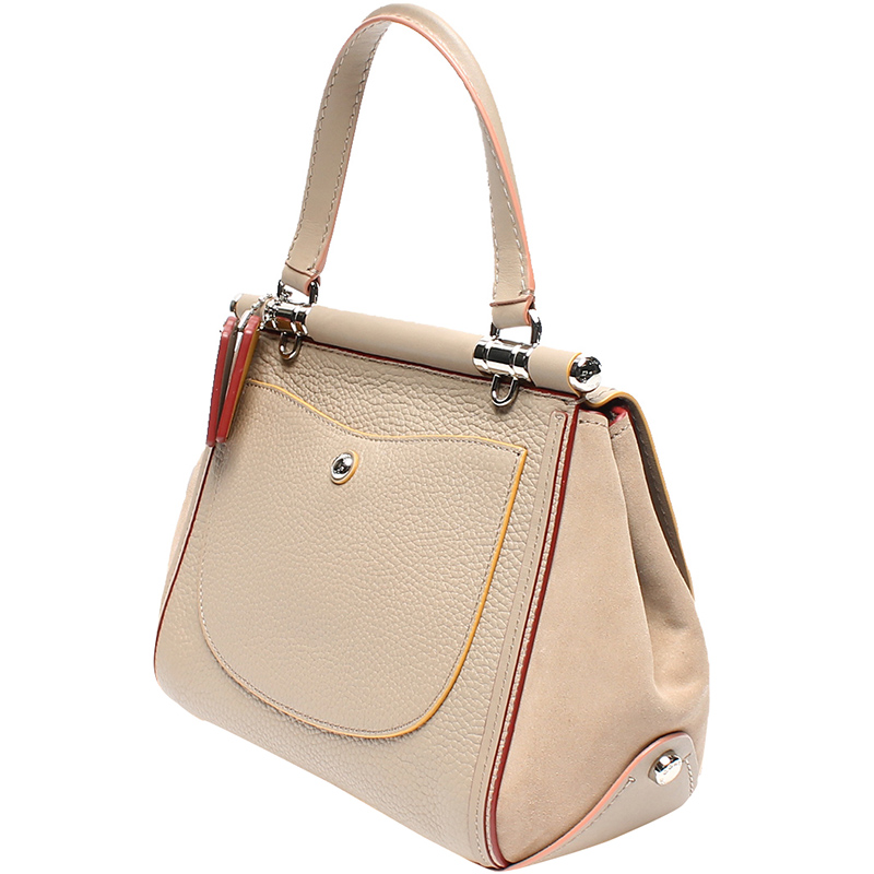 

Coach Beige Pink Leather Top Handle Bag