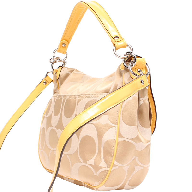 

Coach Beige Signature Canvas Top Handle Bag
