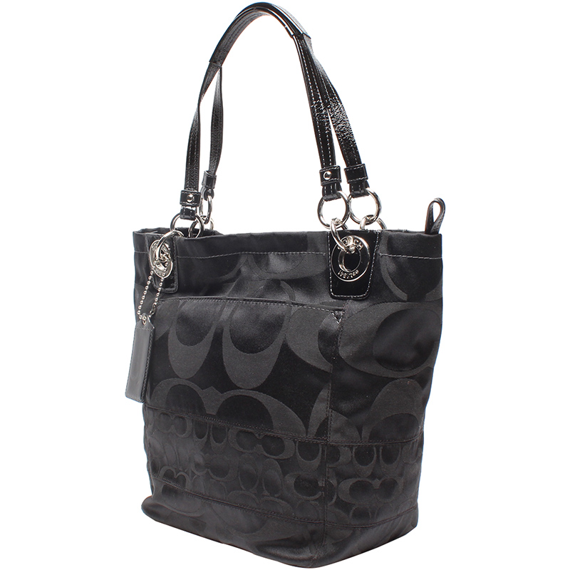 Coach Black Signature Canvas Tote