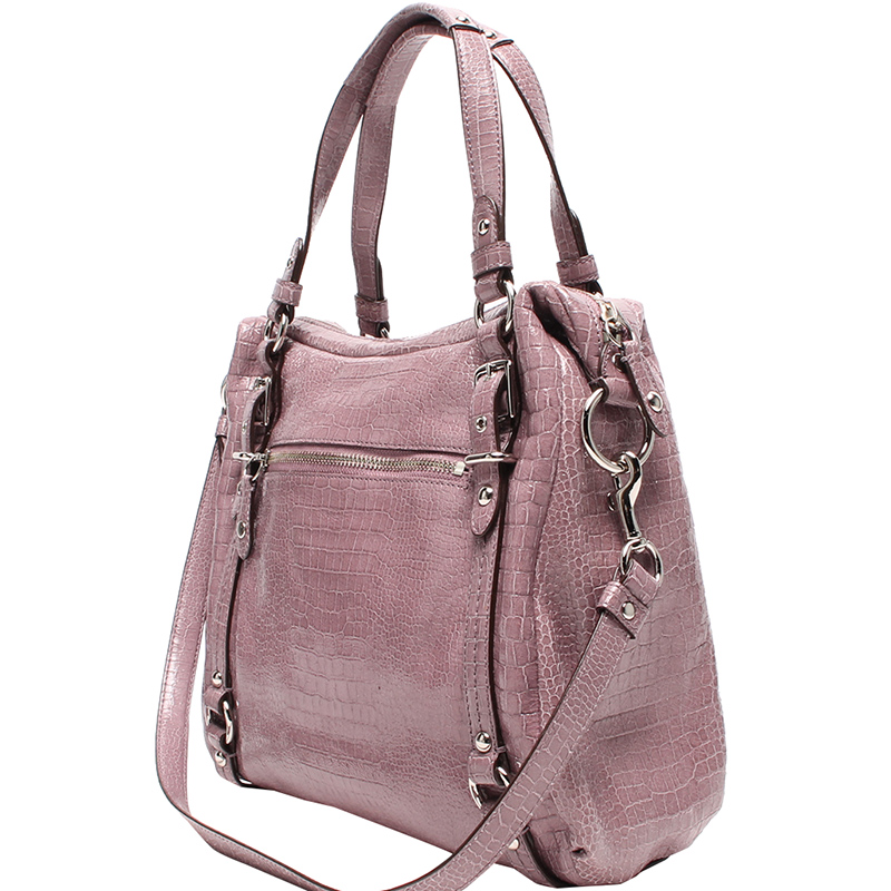 

Coach Purple Crocodile Embossed Alexandra Shoulder Bag