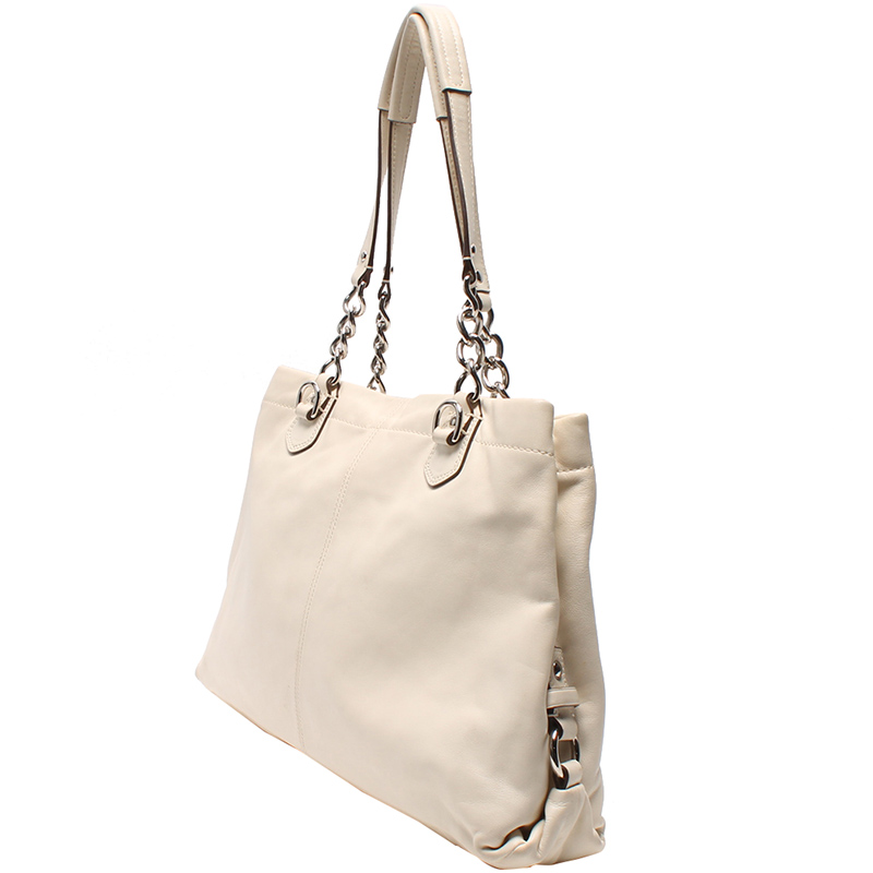 

Coach White Leather Chain Tote