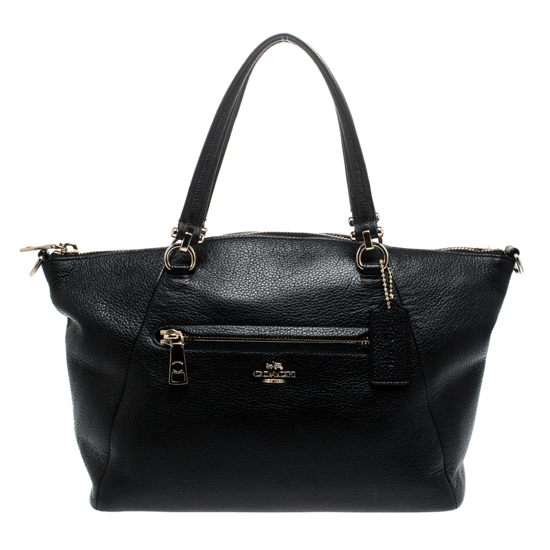 Pre Owned Coach Black Pebbled Leather Prairie Satchel