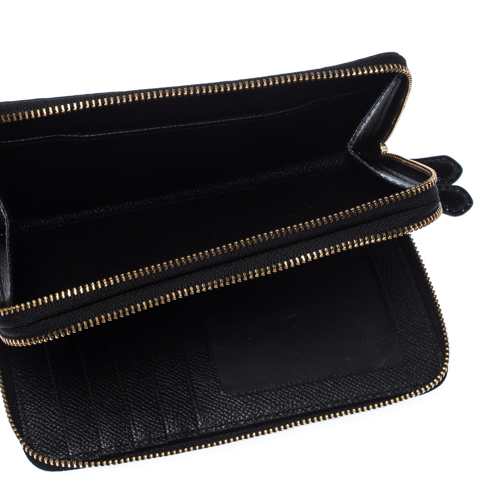 Coach Black Signature Patent Leather Accordion Zip Around Wallet Coach ...