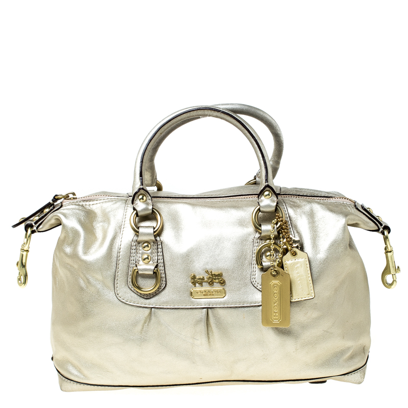 Coach Gold Metallic Leather Madison Sabrina Satchel | SheFinds