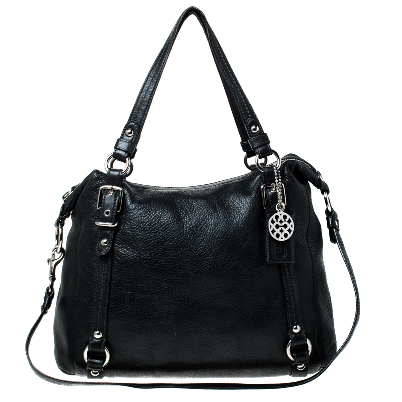 Pre Owned Coach Black Leather Straps Satchel