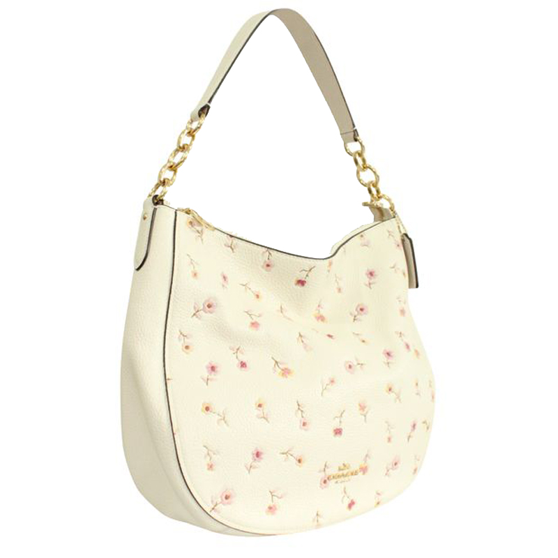 

Coach White Floral Printed Leather Shoulder Bag