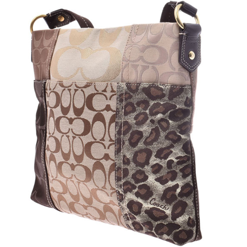 

Coach Beige/Brown Signature Canvas Patchwork Shoulder Bag