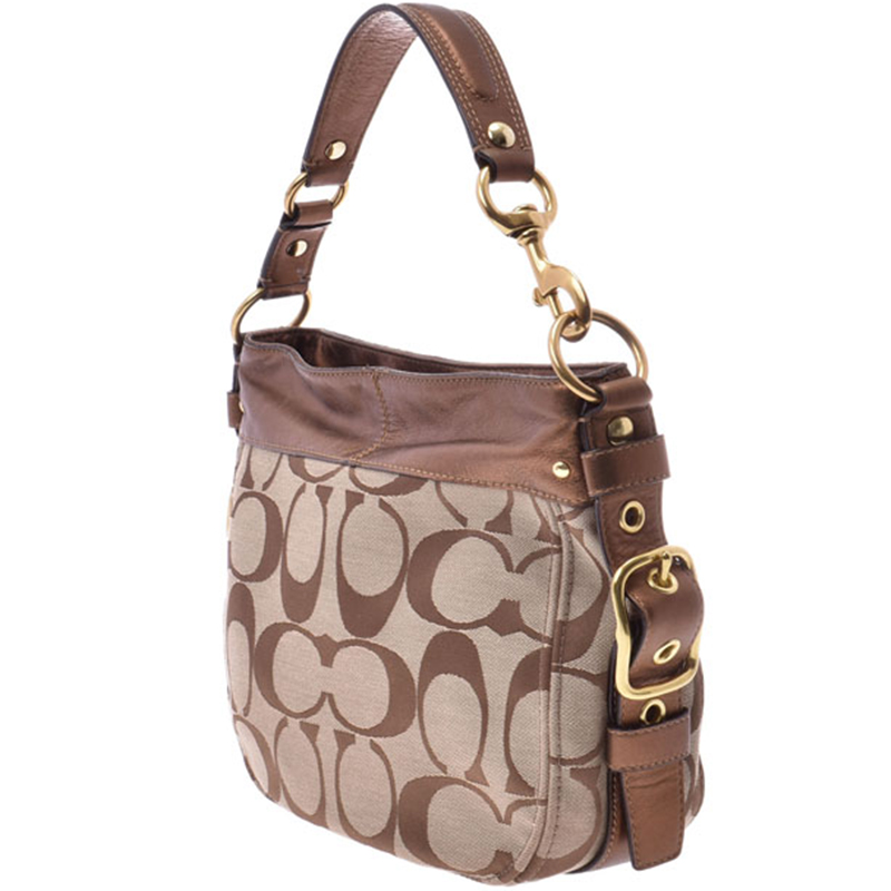 

Coach Brown Signature Canvas Shoulder Bag