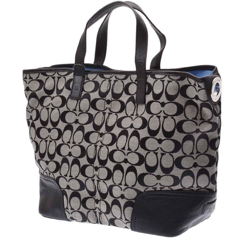 

Coach Black/Grey Signature Canvas Tote Bag