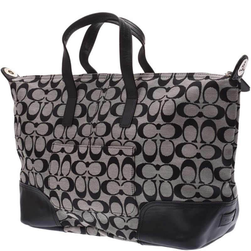 

Coach Black/Grey Signature Canvas Tote Bag