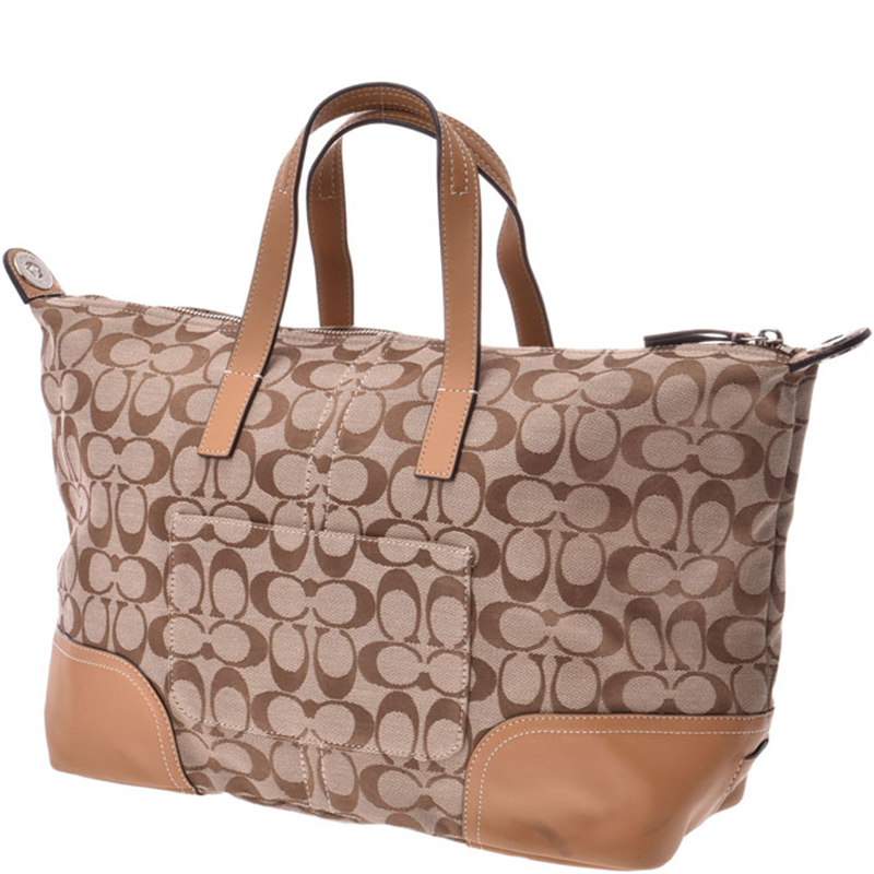 

Coach Beige/Brown Signature Canvas Tote Bag