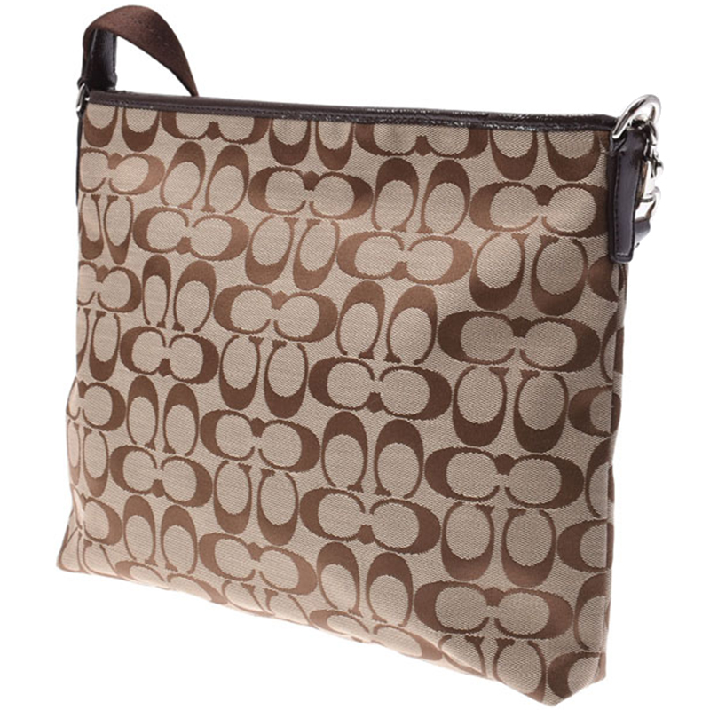 

Coach Dark Brown/ Beige Signature Canvas Stripe Shoulder Bag