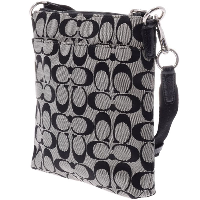 

Coach Black Signature Canvas Stripe Shoulder Bag