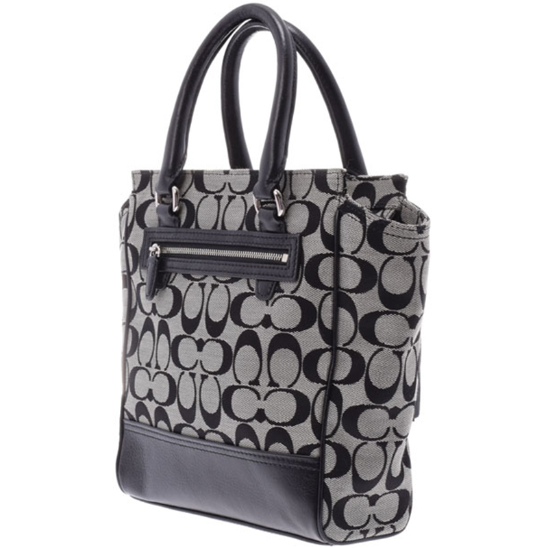 

Coach Black Signature Canvas Leather Shoulder Bag