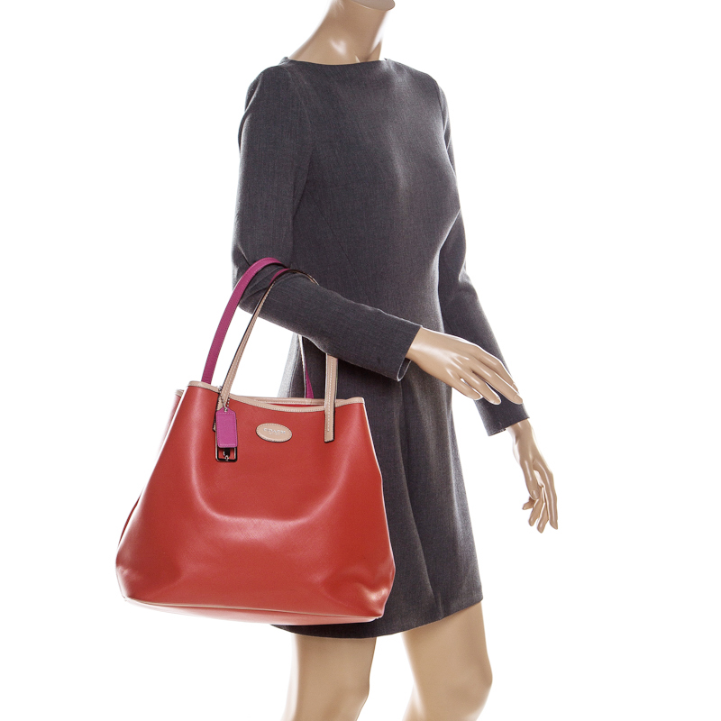 

Coach Tri Color Leather Shopper Tote, Multicolor
