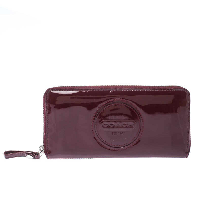 coach burgundy patent leather bag