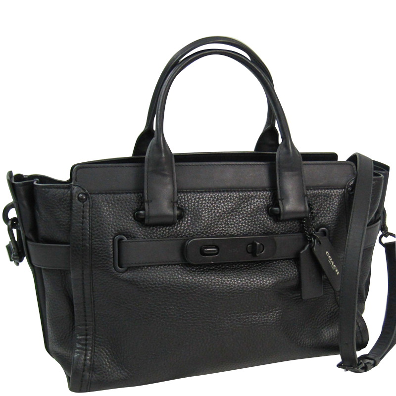 

Coach Black Leather Swagger Tote