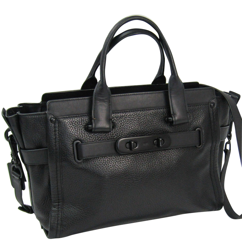 

Coach Black Leather Swagger Tote