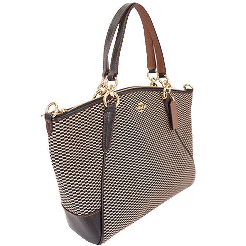 

Coach Beige/Black Canvas Kelsey Satchel