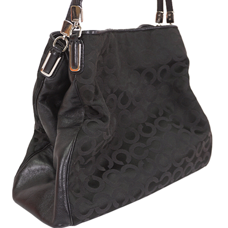 

Coach Black Fabric And Leather Op Art Shoulder Bag