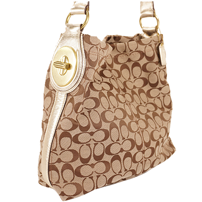 

Coach Beige Signature Canvas Shoulder Bag